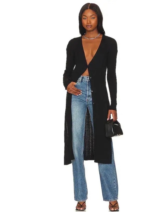 Free People Sweaters - Free People Black Longline Button-Front Cardigan